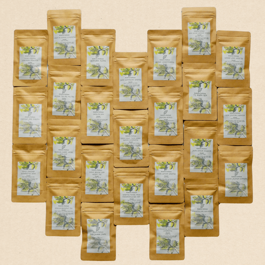 Probierpaket: Von jeder der 25 angebotenen Teesorten 20 Gramm